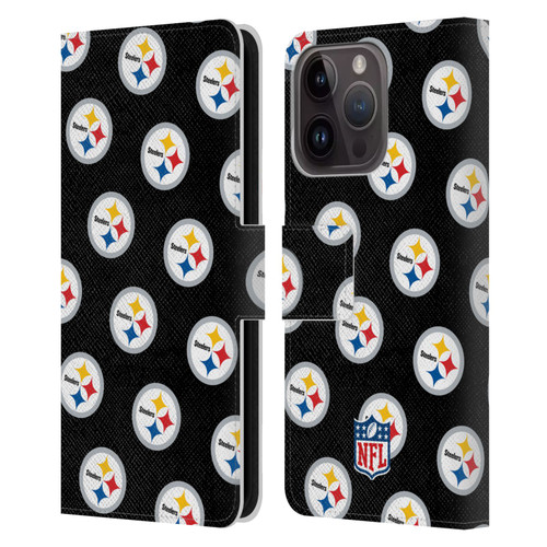 NFL Pittsburgh Steelers Artwork Patterns Leather Book Wallet Case Cover For Apple iPhone 15 Pro