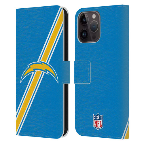 NFL Los Angeles Chargers Logo Plain Leather Book Wallet Case Cover For Apple iPhone 15 Pro Max