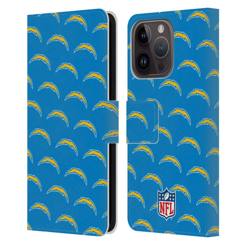 NFL Los Angeles Chargers Artwork Patterns Leather Book Wallet Case Cover For Apple iPhone 15 Pro