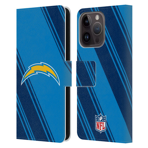 NFL Los Angeles Chargers Artwork Stripes Leather Book Wallet Case Cover For Apple iPhone 15 Pro