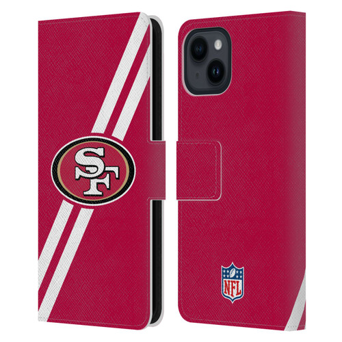 NFL San Francisco 49Ers Logo Stripes Leather Book Wallet Case Cover For Apple iPhone 15