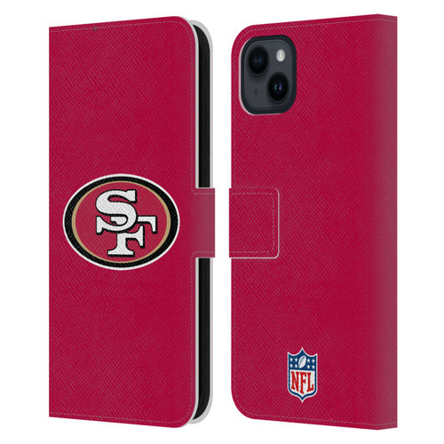 NFL San Francisco 49Ers Logo Plain Leather Book Wallet Case Cover For Apple iPhone 15 Plus
