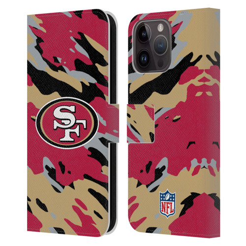 NFL San Francisco 49Ers Logo Camou Leather Book Wallet Case Cover For Apple iPhone 15 Pro Max