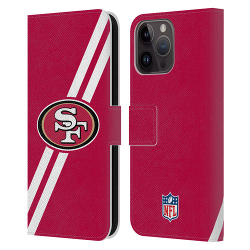 NFL San Francisco 49Ers Logo Stripes Leather Book Wallet Case Cover For Apple iPhone 15 Pro Max