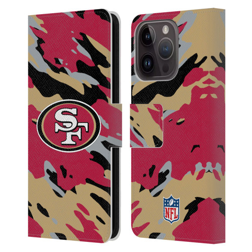 NFL San Francisco 49Ers Logo Camou Leather Book Wallet Case Cover For Apple iPhone 15 Pro