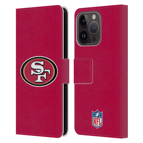 NFL San Francisco 49Ers Logo Plain Leather Book Wallet Case Cover For Apple iPhone 15 Pro