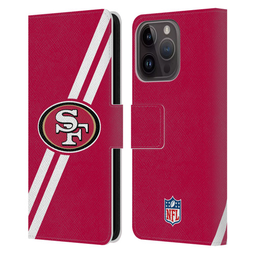 NFL San Francisco 49Ers Logo Stripes Leather Book Wallet Case Cover For Apple iPhone 15 Pro