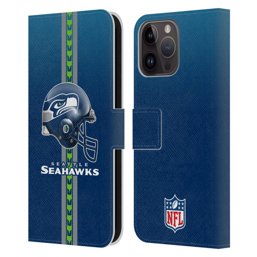 NFL Seattle Seahawks Logo Helmet Leather Book Wallet Case Cover For Apple iPhone 15 Pro Max