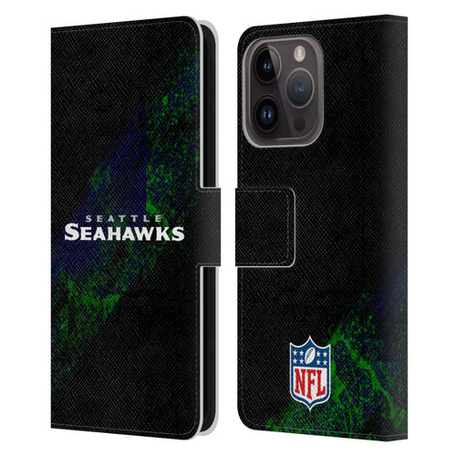 NFL Seattle Seahawks Logo Blur Leather Book Wallet Case Cover For Apple iPhone 15 Pro