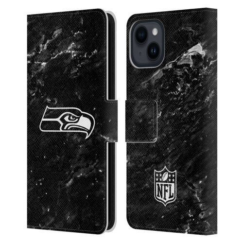 NFL Seattle Seahawks Artwork Marble Leather Book Wallet Case Cover For Apple iPhone 15