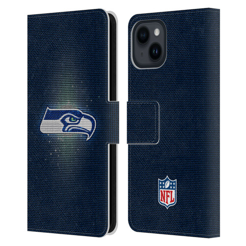 NFL Seattle Seahawks Artwork LED Leather Book Wallet Case Cover For Apple iPhone 15 NFL Seattle Seahawks Artwork LED Leather Book Wallet Case Cover For Apple iPhone 15