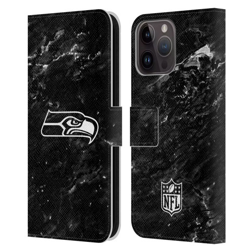NFL Seattle Seahawks Artwork Marble Leather Book Wallet Case Cover For Apple iPhone 15 Pro Max