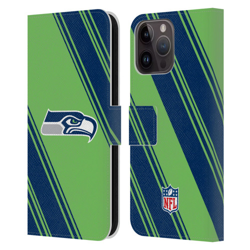 NFL Seattle Seahawks Artwork Stripes Leather Book Wallet Case Cover For Apple iPhone 15 Pro Max