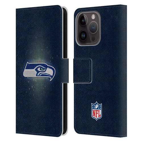 NFL Seattle Seahawks Artwork LED Leather Book Wallet Case Cover For Apple iPhone 15 Pro