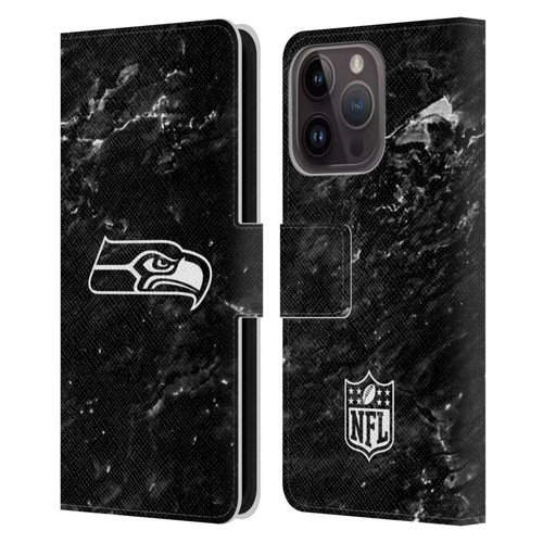 NFL Seattle Seahawks Artwork Marble Leather Book Wallet Case Cover For Apple iPhone 15 Pro