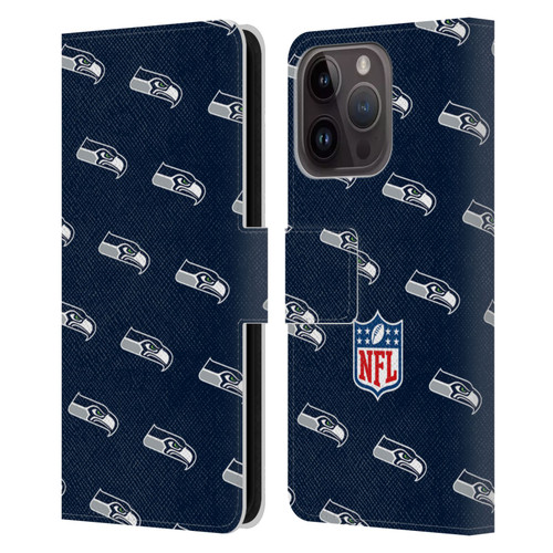 NFL Seattle Seahawks Artwork Patterns Leather Book Wallet Case Cover For Apple iPhone 15 Pro