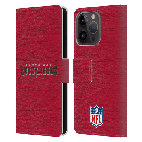 NFL Tampa Bay Buccaneers Logo Distressed Look Leather Book Wallet Case Cover For Apple iPhone 15 Pro
