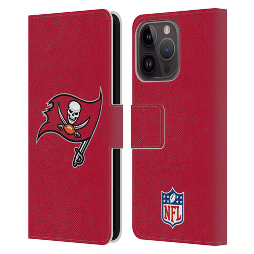 NFL Tampa Bay Buccaneers Logo Plain Leather Book Wallet Case Cover For Apple iPhone 15 Pro