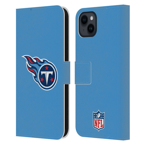 NFL Tennessee Titans Logo Plain Leather Book Wallet Case Cover For Apple iPhone 15 Plus