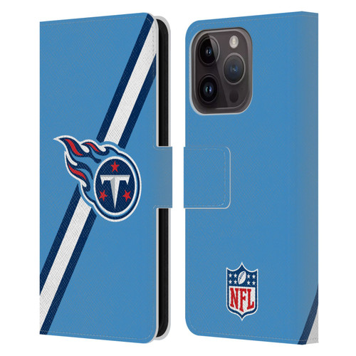 NFL Tennessee Titans Logo Stripes Leather Book Wallet Case Cover For Apple iPhone 15 Pro