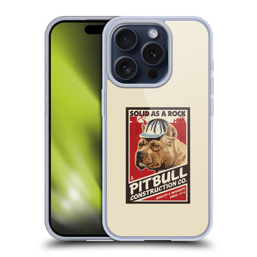 Lantern Press Dog Collection Pitbull Construction Soft Gel Case for Apple iPhone 15 Pro