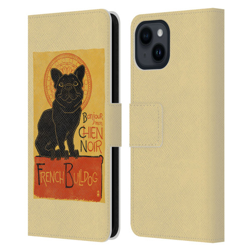 Lantern Press Dog Collection French Bulldog Leather Book Wallet Case Cover For Apple iPhone 15