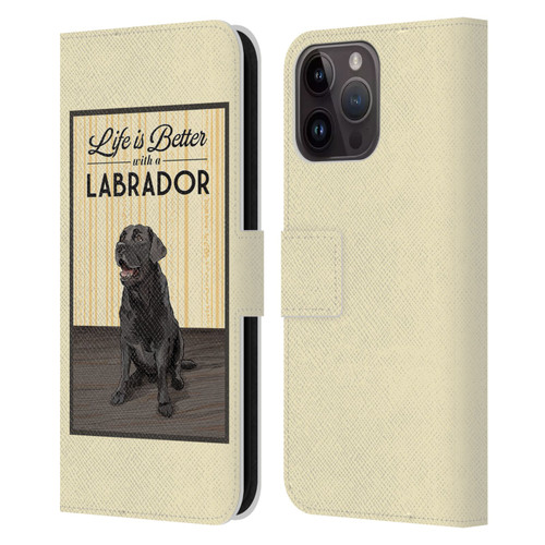 Lantern Press Dog Collection Labrador Leather Book Wallet Case Cover For Apple iPhone 15 Pro Max