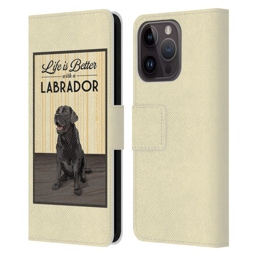 Lantern Press Dog Collection Labrador Leather Book Wallet Case Cover For Apple iPhone 15 Pro