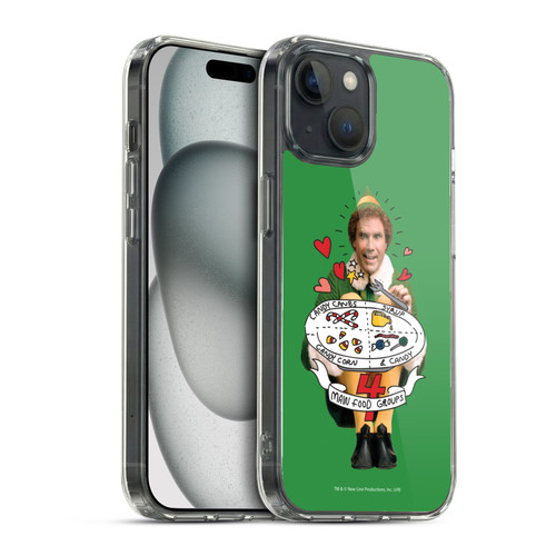 Elf Movie Graphics 2 Buddy Food Groups Soft Gel Case for Apple iPhone 15 & MagSafe