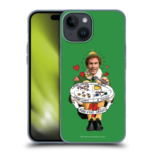 Elf Movie Graphics 2 Buddy Food Groups Soft Gel Case for Apple iPhone 15