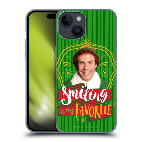 Elf Movie Graphics 2 Smiling Is My favorite Soft Gel Case for Apple iPhone 15