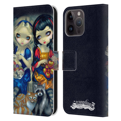 Strangeling Art Girls With Cat And Raccoon Leather Book Wallet Case Cover For Apple iPhone 15 Pro Max