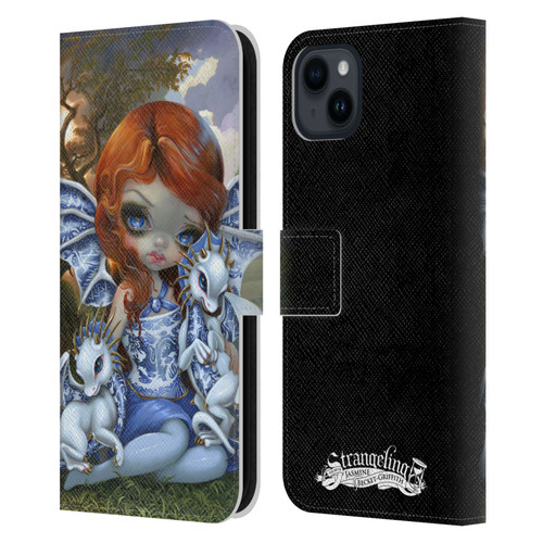 Strangeling Dragon Blue Willow Fairy Leather Book Wallet Case Cover For Apple iPhone 15 Plus