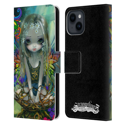 Strangeling Fairy Art Rainbow Winged Leather Book Wallet Case Cover For Apple iPhone 15