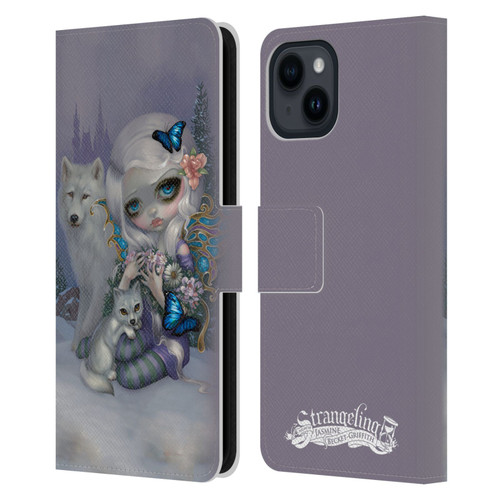 Strangeling Fairy Art Winter with Wolf Leather Book Wallet Case Cover For Apple iPhone 15