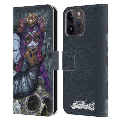 Strangeling Fairy Art Day of Dead Skull Leather Book Wallet Case Cover For Apple iPhone 15 Pro Max