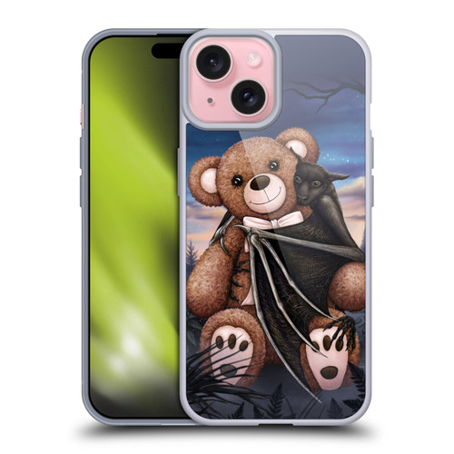 Sarah Richter Animals Bat Cuddling A Toy Bear Soft Gel Case for Apple iPhone 15