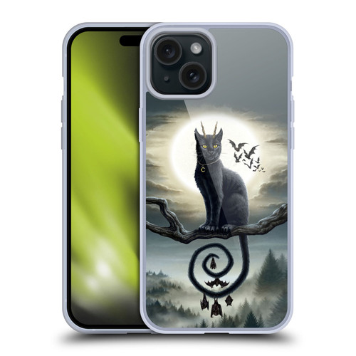 Sarah Richter Animals Gothic Black Cat & Bats Soft Gel Case for Apple iPhone 15 Plus