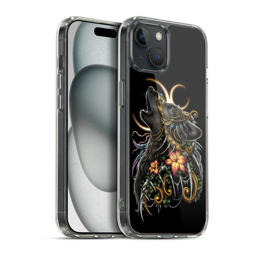 Sarah Richter Animals Gothic Black Howling Wolf Soft Gel Case for Apple iPhone 15 Plus