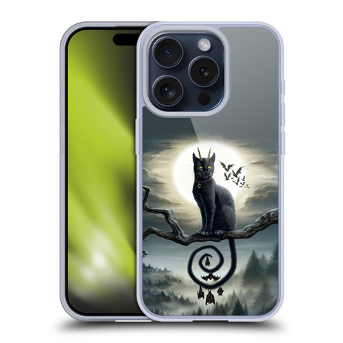 Sarah Richter Animals Gothic Black Cat & Bats Soft Gel Case for Apple iPhone 15 Pro