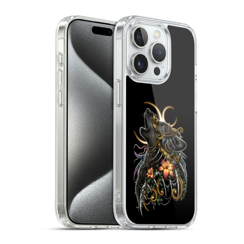 Sarah Richter Animals Gothic Black Howling Wolf Soft Gel Case for Apple iPhone 15 Pro
