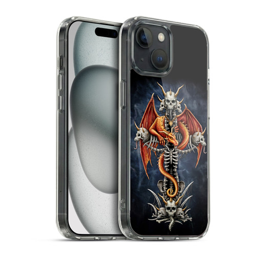 Sarah Richter Fantasy Creatures Red Dragon Guarding Bone Cross Soft Gel Case for Apple iPhone 15 & MagSafe