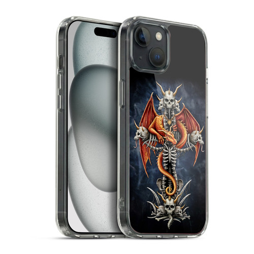 Sarah Richter Fantasy Creatures Red Dragon Guarding Bone Cross Soft Gel Case for Apple iPhone 15 Plus & MagSafe