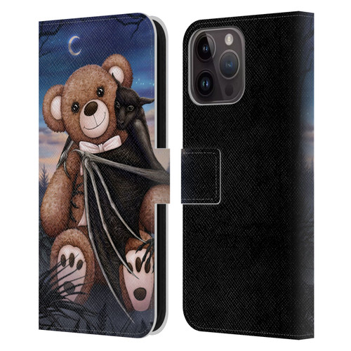 Sarah Richter Animals Bat Cuddling A Toy Bear Leather Book Wallet Case Cover For Apple iPhone 15 Pro Max