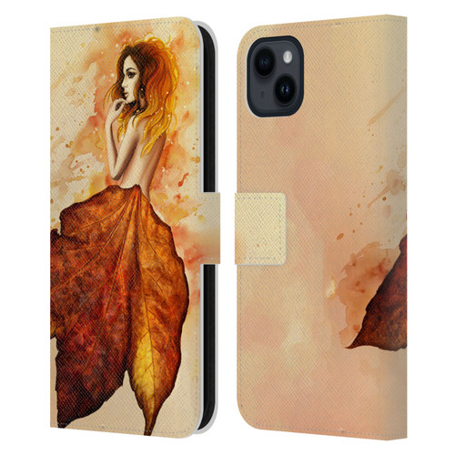 Sarah Richter Fantasy Autumn Girl Leather Book Wallet Case Cover For Apple iPhone 15 Plus