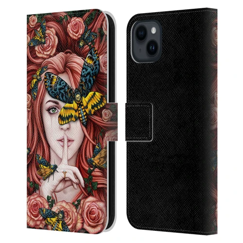 Sarah Richter Fantasy Silent Girl With Red Hair Leather Book Wallet Case Cover For Apple iPhone 15 Plus