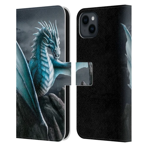 Sarah Richter Fantasy Creatures Blue Water Dragon Leather Book Wallet Case Cover For Apple iPhone 15 Plus
