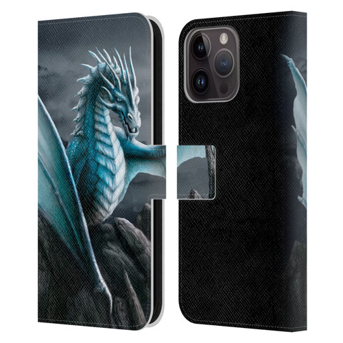 Sarah Richter Fantasy Creatures Blue Water Dragon Leather Book Wallet Case Cover For Apple iPhone 15 Pro Max