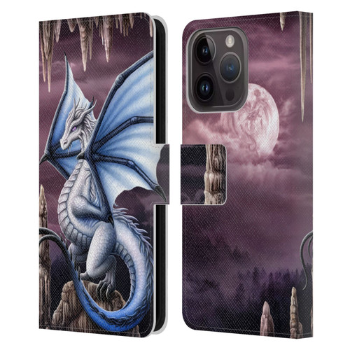 Sarah Richter Fantasy Creatures Blue Dragon Leather Book Wallet Case Cover For Apple iPhone 15 Pro