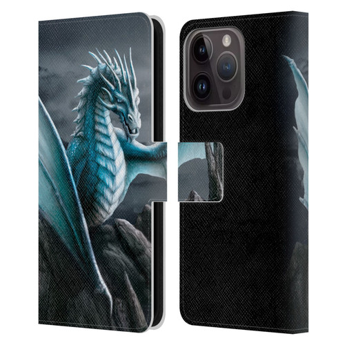 Sarah Richter Fantasy Creatures Blue Water Dragon Leather Book Wallet Case Cover For Apple iPhone 15 Pro